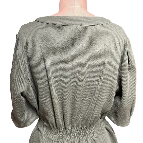Anthropologie Current Air Dress Puff Sleeve Tie Waist Pullover Green Size Large - Picture 9 of 14